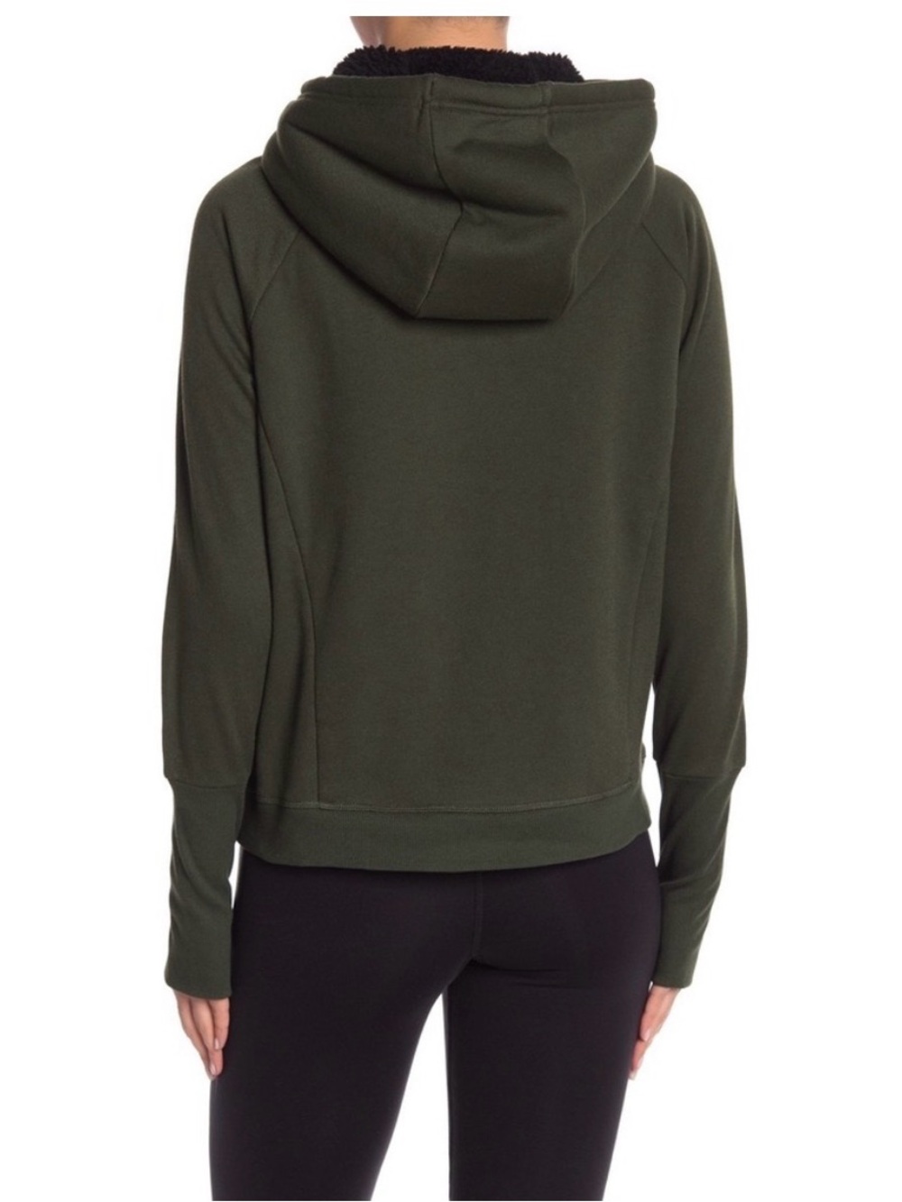 ALO Yoga Frost Long Sleeve Shearling Lined Hoodie Dark Olive Medium Hiking - Picture 2 of 12
